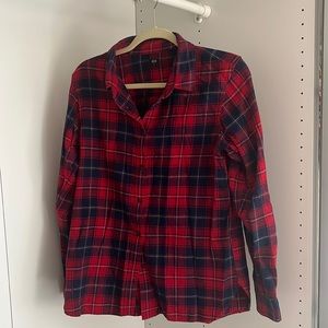 Uniqlo Red Plaid Button Down Long Sleeve Shirt Size M